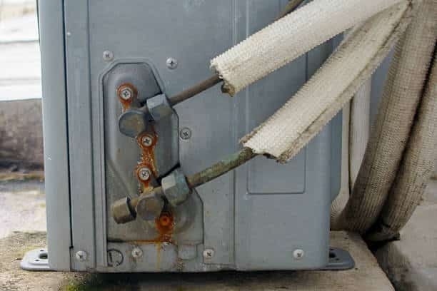 Air conditioning freon pipe on the outdoor unit